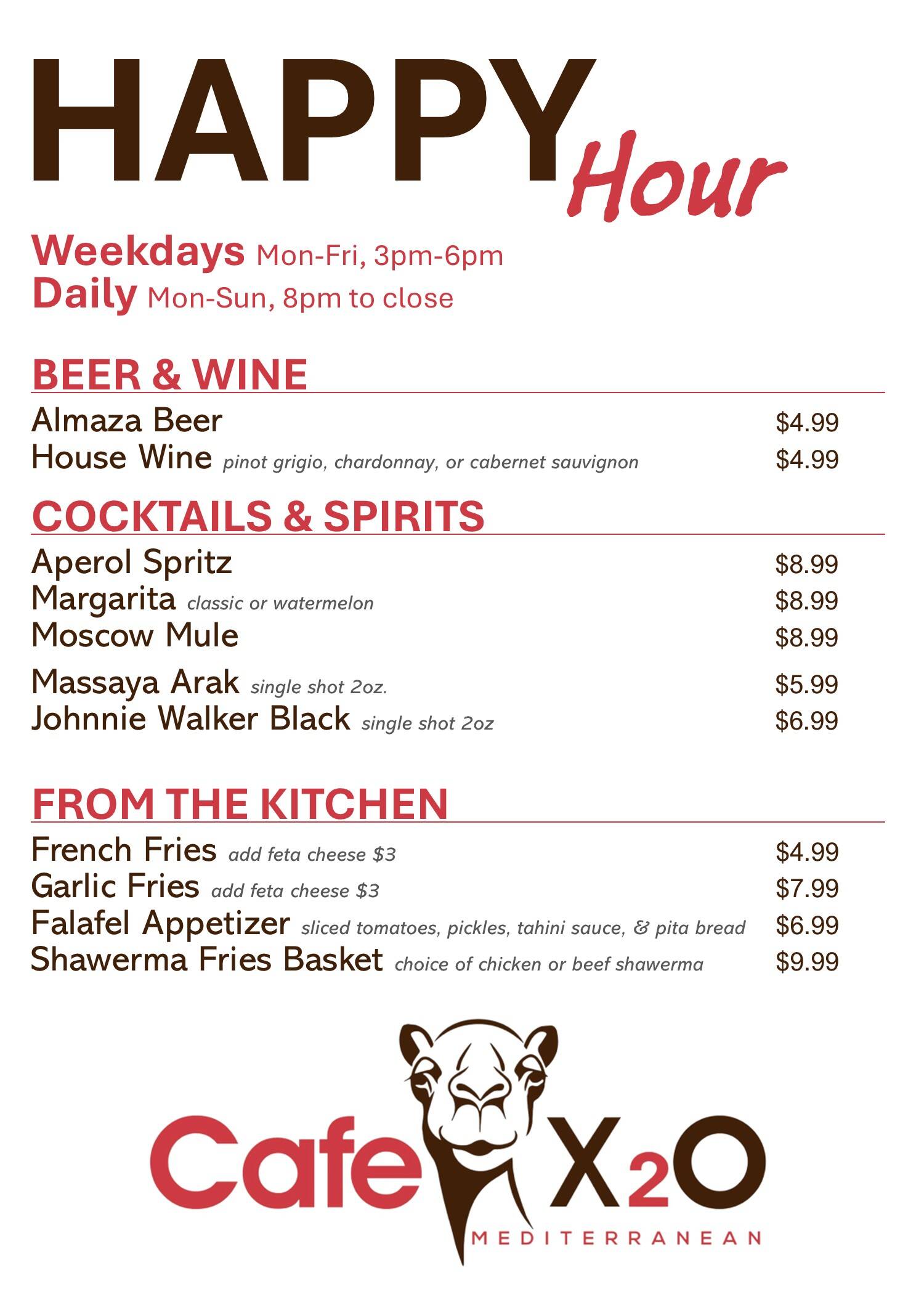 Happy Hour | Cafe X2O